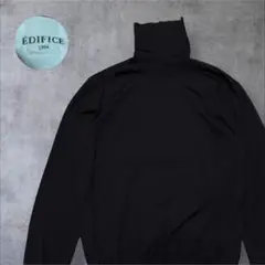 EDIFICE FILO DI SCOZIA タートルネックニット ブラック L