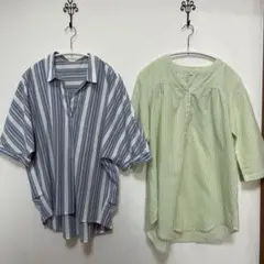 ストライプ半袖シャツ2枚セット