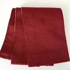 64★半幅帯 小袋帯 赤 麻の葉柄 小紋 紬着物 木綿着物 デニム着物 着物