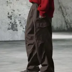 emma clothes カラーリングタックワイドカーゴパンツ　ブラウン　M