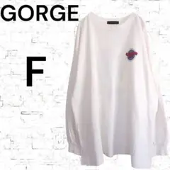 【ゴージ】 ハンサムベア ロゴ Tシャツ　ロングTシャツ　ホワイト　 F　綿