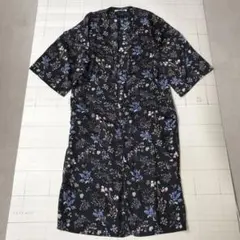 ト2506-④-4539 ケービーエフ　花柄ロングシャツ　カーディガン　One