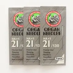 【HA×1】21番 3パック 15本 オルガン ミシン針 家庭用 職業用 厚手