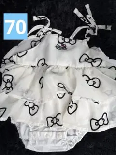 【新品・未使用】完売品　バースデイ キティちゃん　白キャミロンパース　70