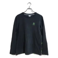 AIGLE 長袖 カットソー ロゴ 刺繍 綿 黒 M シンプル インナー 春秋
