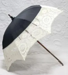 新品【長傘】麻100％ 繊細 高級英国クルーニーレース使用 純パラソル 日傘