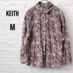 リバティ×KEITH キース　Jack Rambleシャツ　長袖　綿　総柄　国旗