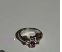 中古　クロス　十字架　リング　指輪　パープル　レディースアクセサリー　小物