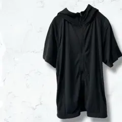 2535♡ラフルーレ♡パーカー 黒 M 半袖 ジップアップ メンズ フーディー