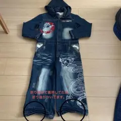 稚結　和柄デニム　つなぎ