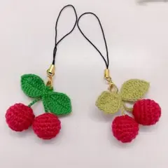 さくらんぼのストラップ 2個セット (赤)