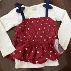 本日処分最終値下げ⚠️petit main リボン付き長袖カットソー　ミッキー柄