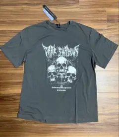 格好いい　スカルプリント Tシャツ グレー