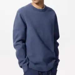 ユニクロ　クルーネックミラノリブセーター　ブルー　lサイズ