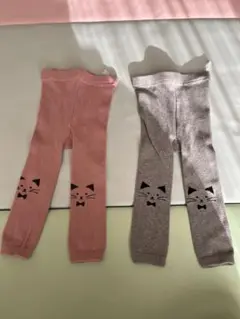 ★エルフィンドール★ キッズタイツ 猫の顔プリント 2色セット