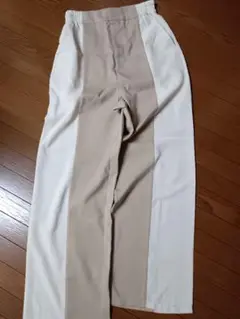 新品【STYLEMIXER】バイカラーワイドパンツMサイズ　WhiteBeige