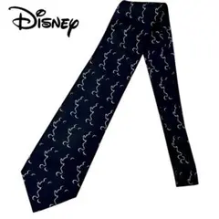 美品 Disney ミッキー シルエット 総柄 シルク ネクタイ