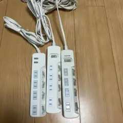 3個　ELECOM コンセントタップ USBポート付き