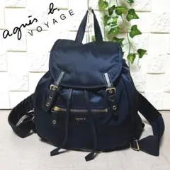 【美品】 アニエスベー バックパック ミニ リュック ナイロン ネイビー 軽量