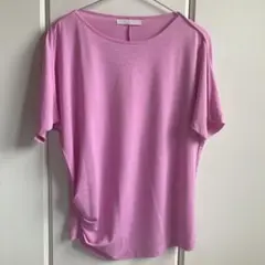 ピンク ドレープデザイン 半袖Tシャツ