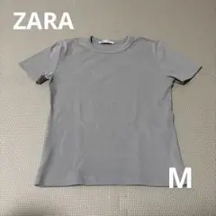 ZARA グレー リブTシャツ Mサイズ