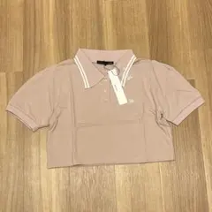 新品　ヘザー　Heather 鹿の子刺繍ポロ　半袖トップス　ショート丈　チビT