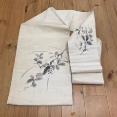 着物　夏用帯花柄クリーム色