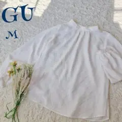 【ジーユー】透け感 薄手 シャツ ブラウス M 無地 ノームコア 定番 仕事
