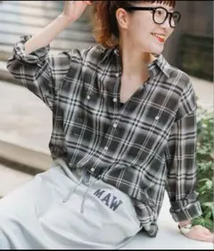 Spick & Span 25SS コットンボイルチェックシャツ　グレー　新品