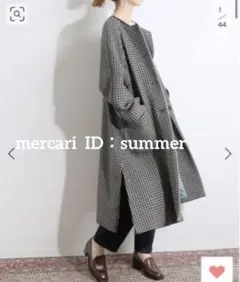 IENA LA BOUCLE チェックノーカラーコート