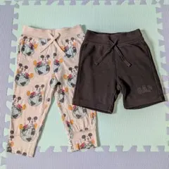 GAP ギャップ 90 スウェットパンツ ２枚 ミッキーマウス クロ 無地
