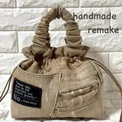 【handmade】 ●デニムリメイク　●巾着トートバック