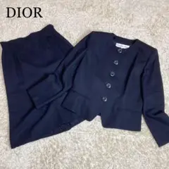 【美品】DIOR セットアップ スカート ノーカラー ウール シルク