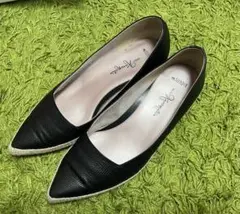 Ginza Kanematsu ブラックウェッジヒール 26 B