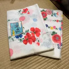 ゆかた生地　花柄 綿生地 2枚セット