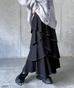 スカート レディース ステッチティアードフレアスカート