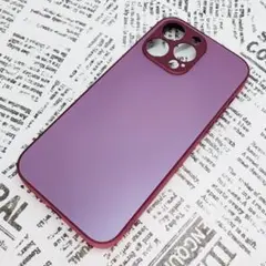 iPhone 14ProMax ガラス背面シリコンケース (21)パープル