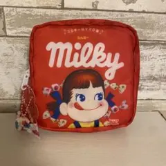 ミルキー スクエアポーチ ミニチュアチャーム付き　タイトー限定