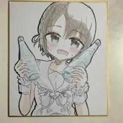 アイドルマスターシンデレラガールズ 乙倉悠貴 手描きイラスト色紙 中サイズ