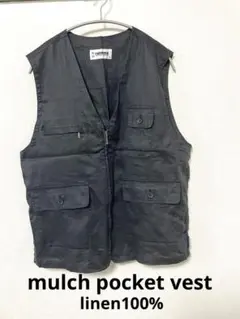 U.P renoma マルチポケットベスト　リネン100% ネイビー　美品　XL