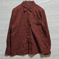 Cul de Sac 赤黒チェック 長袖シャツ M ショルダーパット付き
