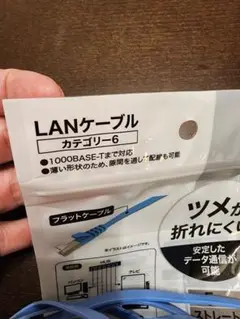 LANケーブル カテゴリ6 フラット 青