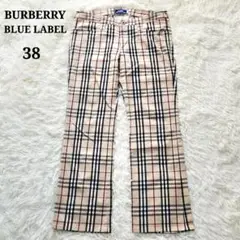 【ほぼ新品】バーバリー ブルーレーベル ノバチェック パンツ ストレッチ 38