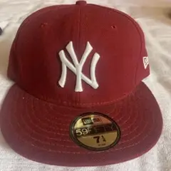 NEW ERA 赤キャップ MLBロゴ 7 1/4