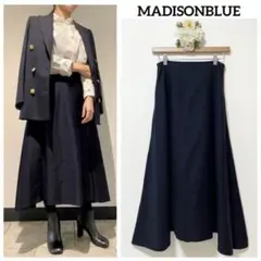 美品 MADISONBLUE ウールミモレフレアスカート ネイビー 01