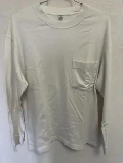 【使用感あり】ホワイト長袖Tシャツ Mサイズ ポケット付き