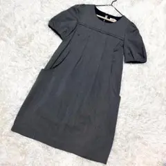 アフタヌーンティー✨美品　ワンピース　後ろリボン　半袖　グレー　（38）