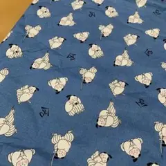 サムライ柄　プリント　ブルー　生地　108cm×65cm