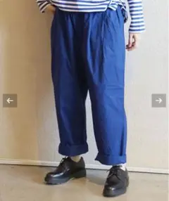 LUXEラックス　ポプリンタックパンツ　ブルー