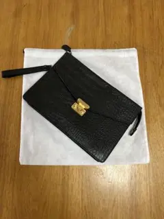 ブラックレザー クロコダイル風 クラッチバッグ
